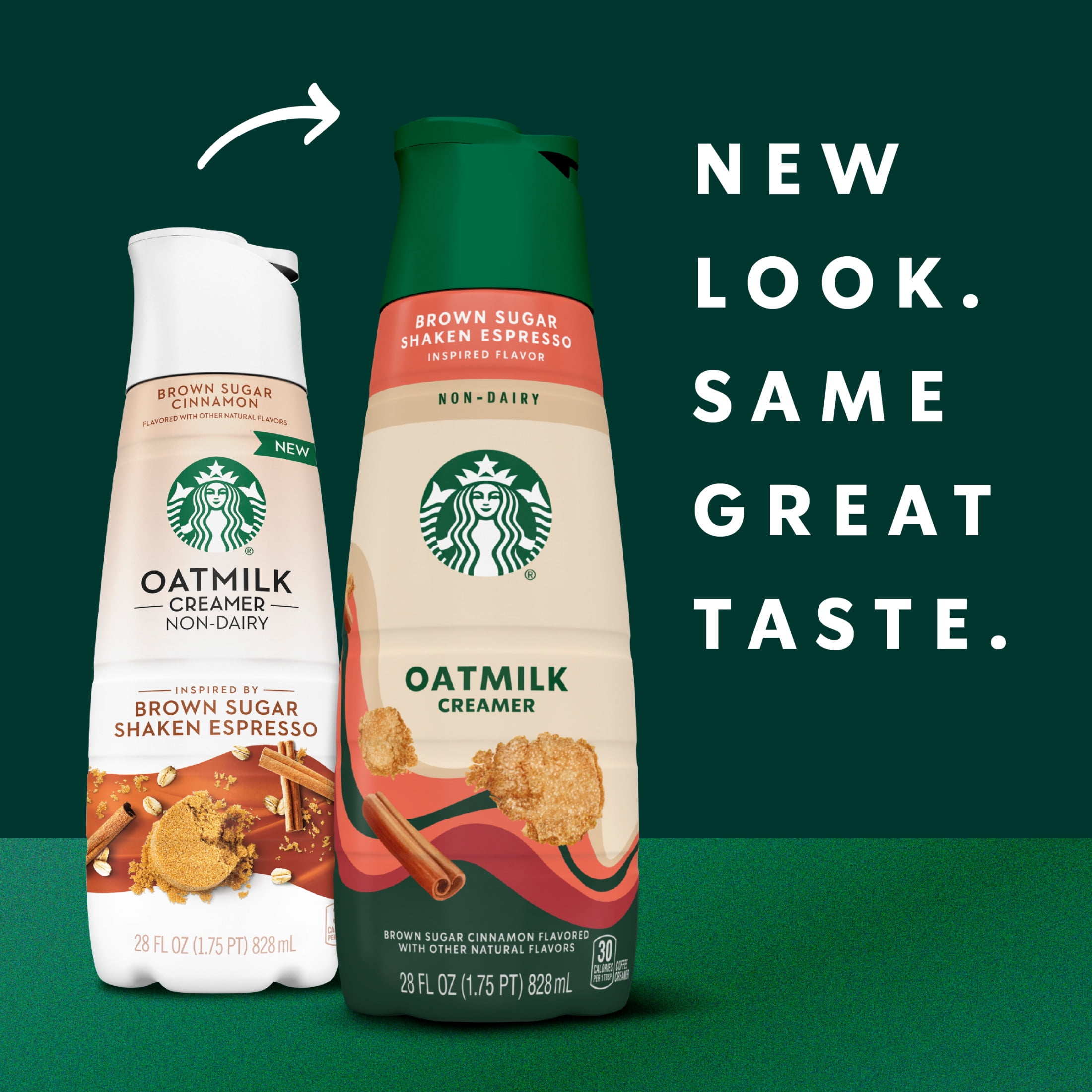 Starbucks Non-Dairy Brown Sugar Cinnamon Flavored Creamer, Oatmilk Coffee Creamer, Inspired by Brown Sugar Shaken Espresso 28 fl oz