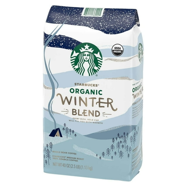 Starbucks Medium Roast Organic Winter Blend Whole Bean Coffee, Nutty