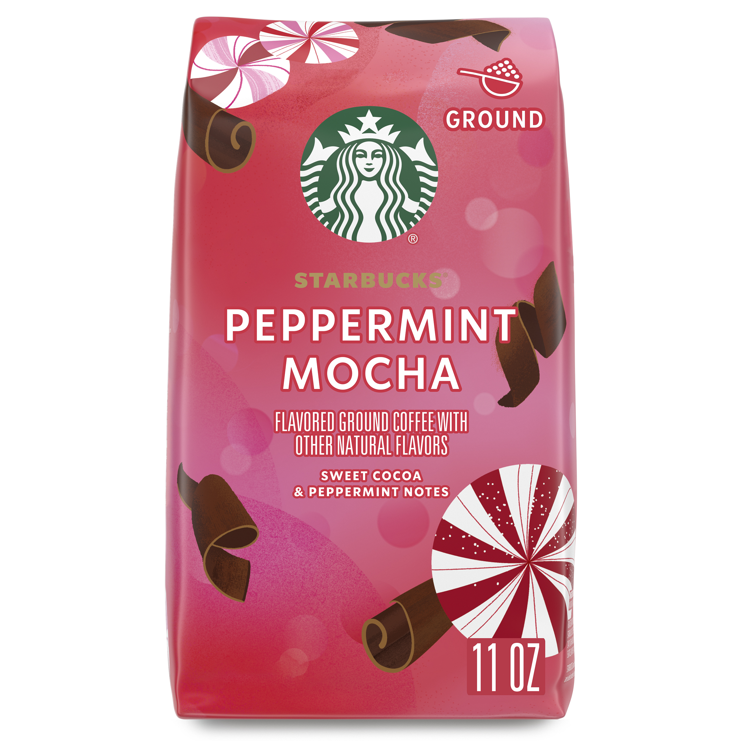 Starbucks Peppermint Mocha Flavored Ground Coffee, 100% Arabica, Naturally Flavored, Limited Edition, 11 oz - image 1 of 7