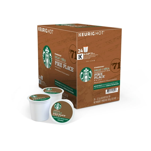 Starbucks Pike Place Decaf Coffee KCup Pods Medium Roast 24/Box (9573