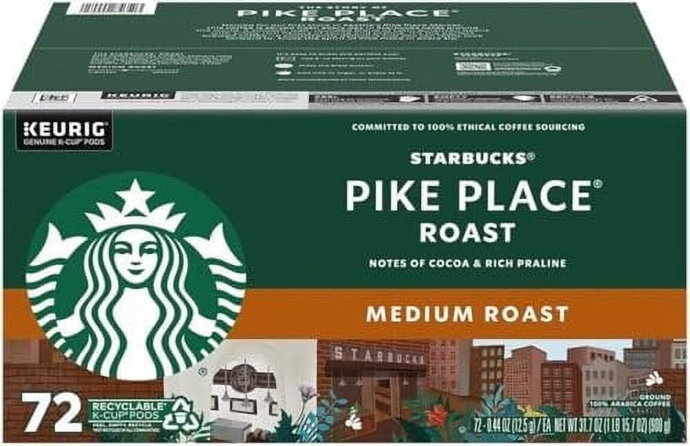 Starbucks Pike Place K-Cup Pods - Medium Roast Arabica Coffee - Cocoa and Rich Praline - 72 cts