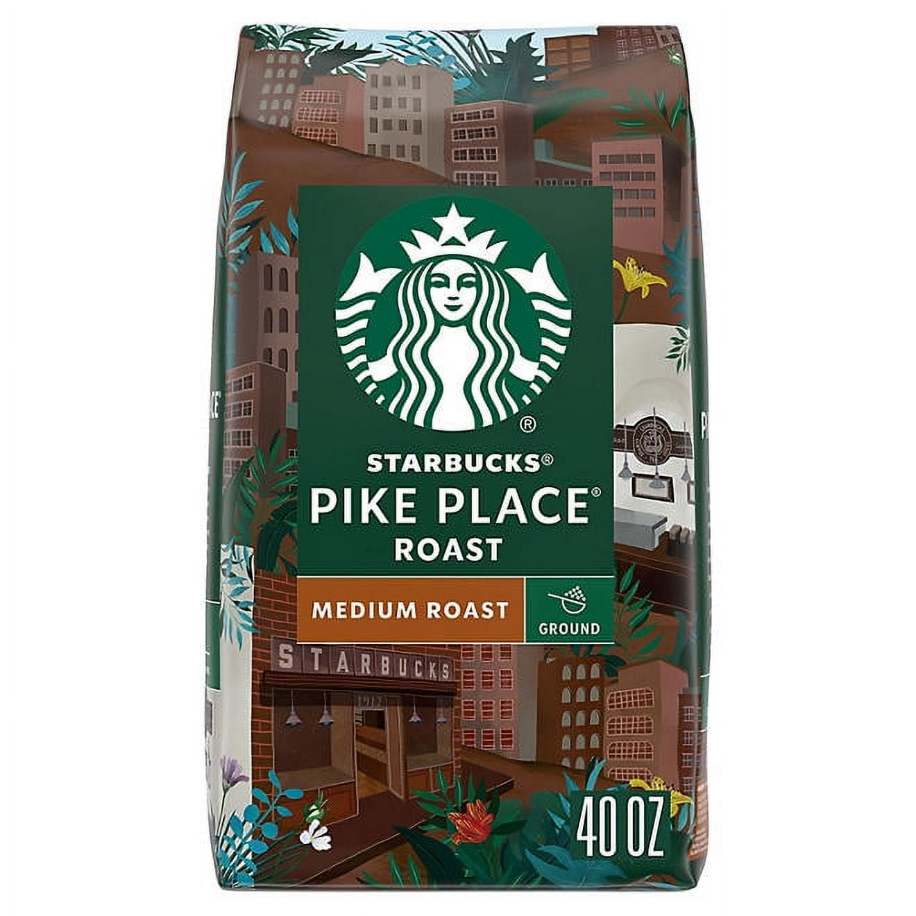 Starbucks Pike Place Blend, Medium Roast Ground Coffee, 40 oz ...