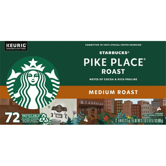 Starbucks Pike Place Medium Roast K-Cup, 72 Count