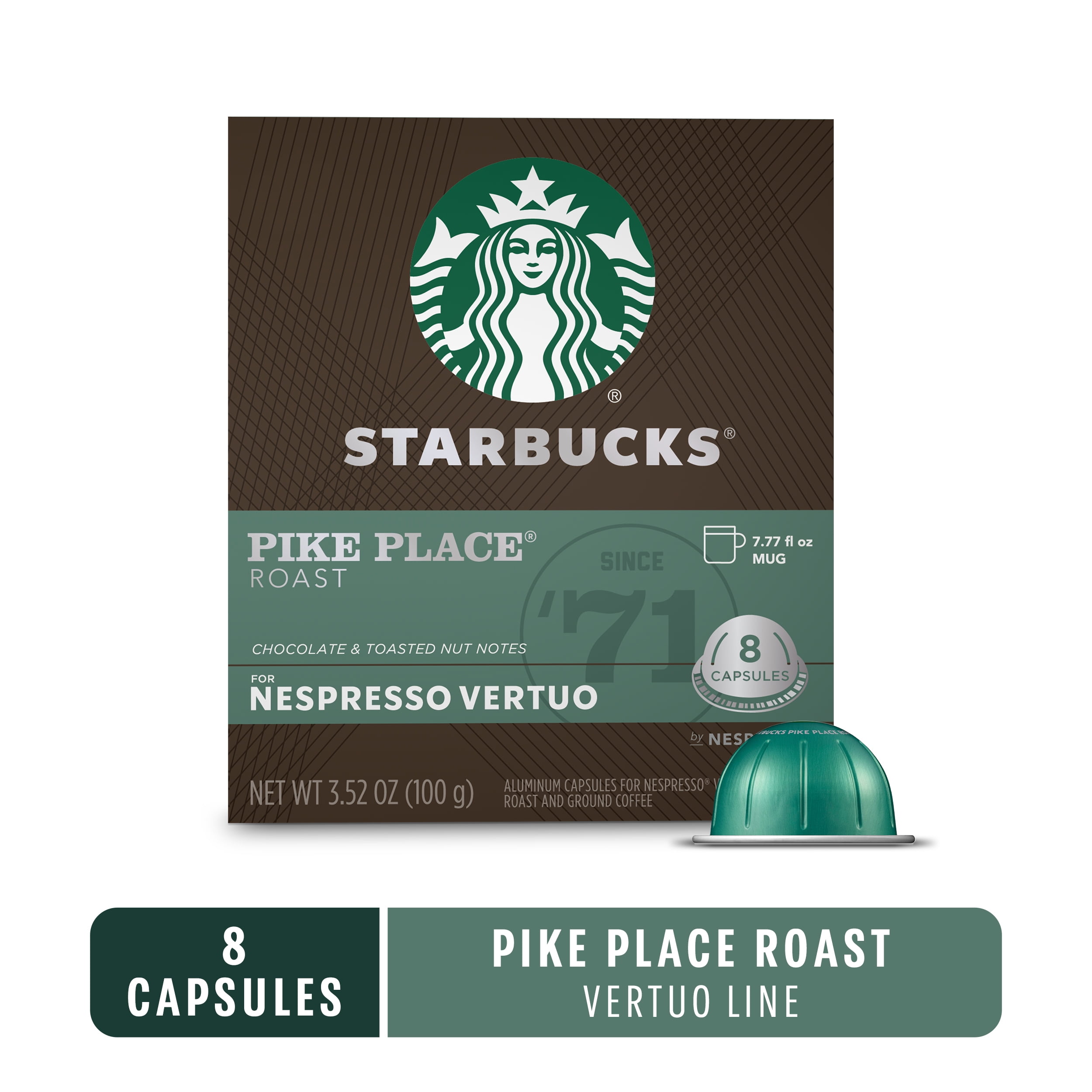 Refinement leder personlighed Starbucks Pike Place Medium Roast for Nespresso Vertuo Capsules, 8 Count  Box - Walmart.com