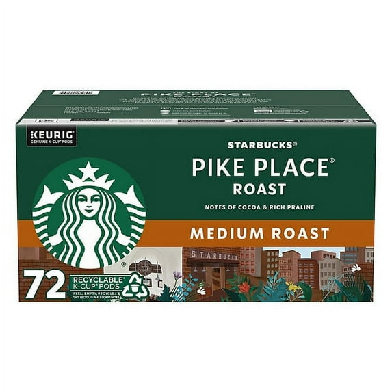 Starbucks Pike Place Roast Medium, K-Cup Portion Pack for Keurig Brewers, 72 count
