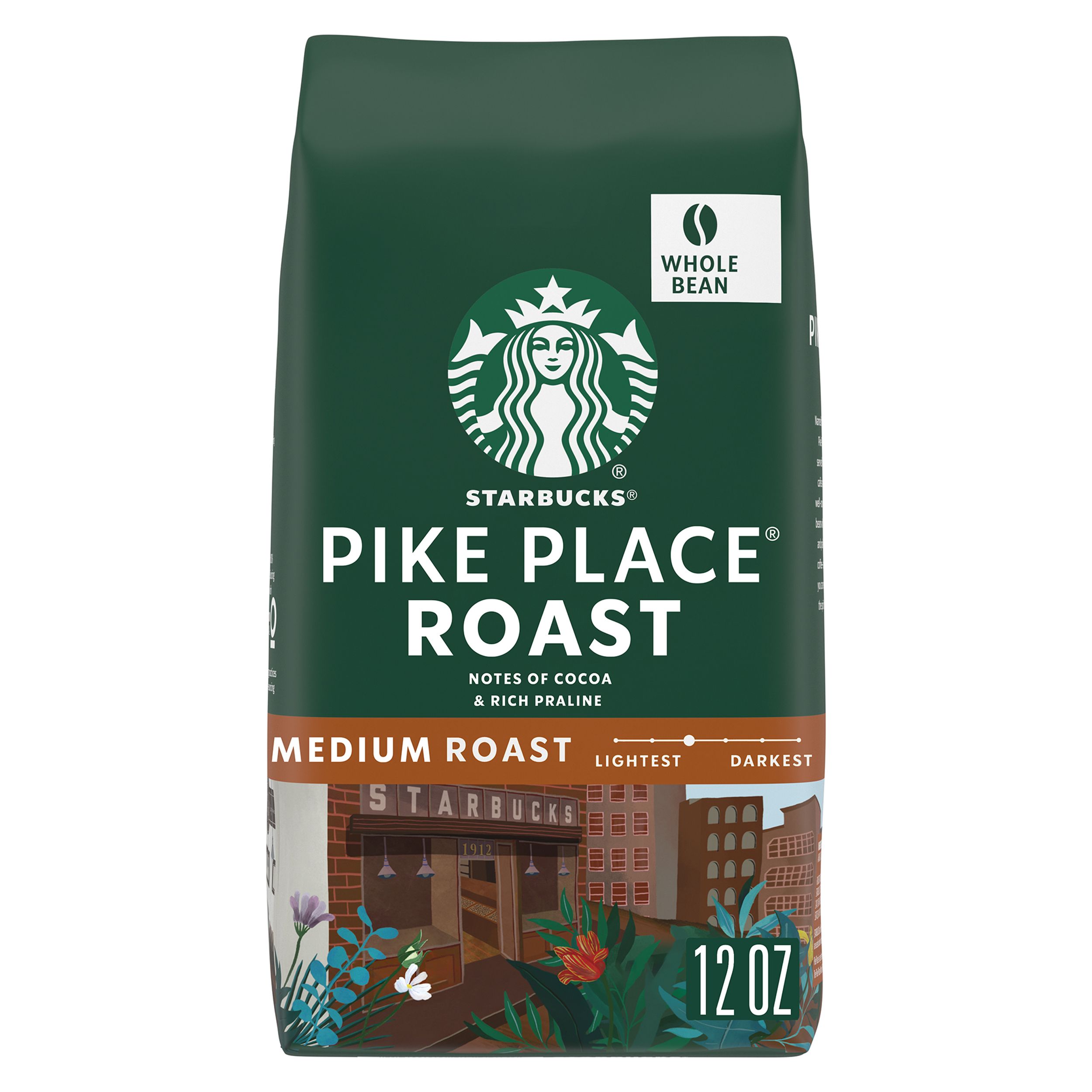Starbucks Pike Place Roast, Whole Bean Coffee, Medium Roast, 12 oz - image 1 of 8
