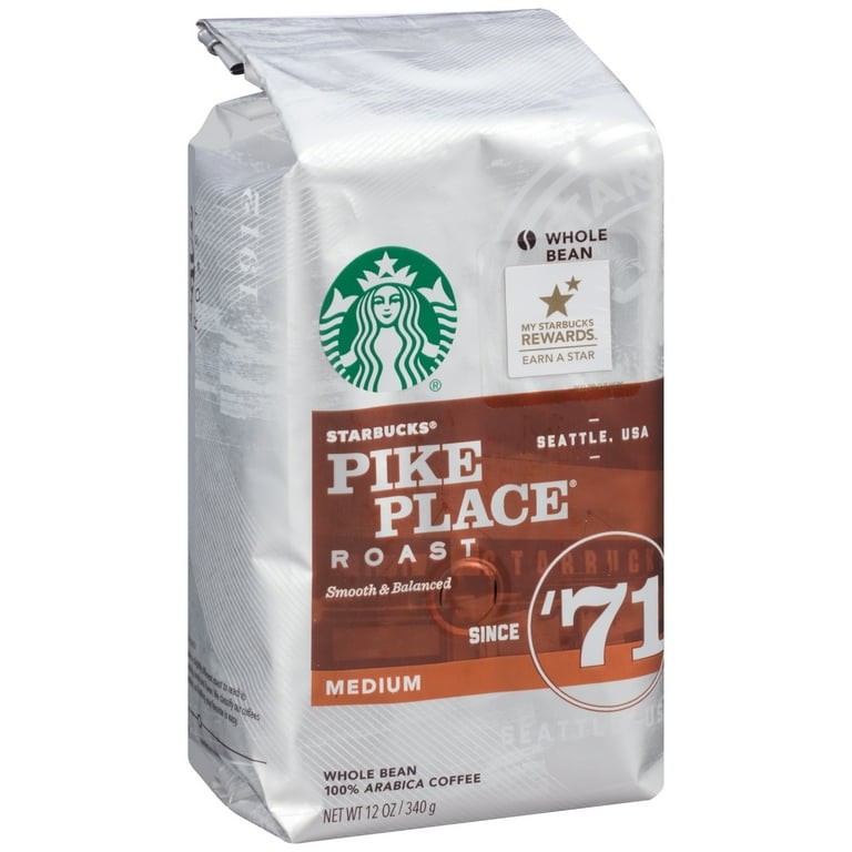Starbucks Pike Place Roast, Whole Bean Coffee, Medium Roast, 12 oz
