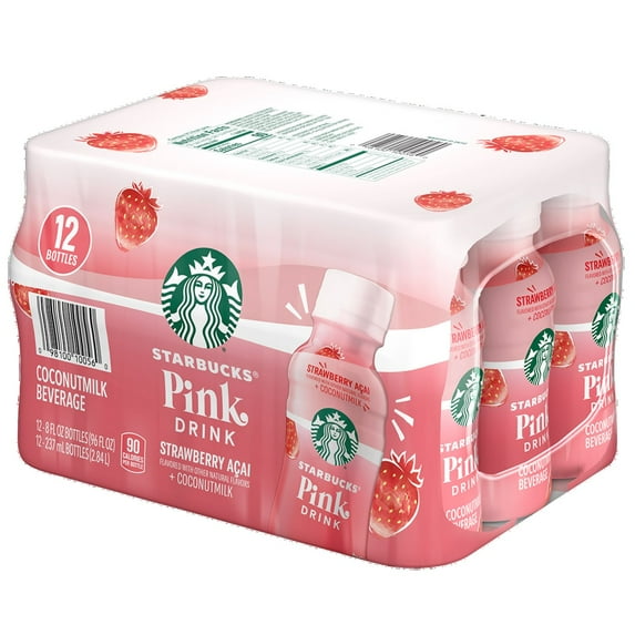 Starbucks Pink Drink, Strawberry Acai Coconutmilk Beverage, 8 Fl Oz (12 Count)