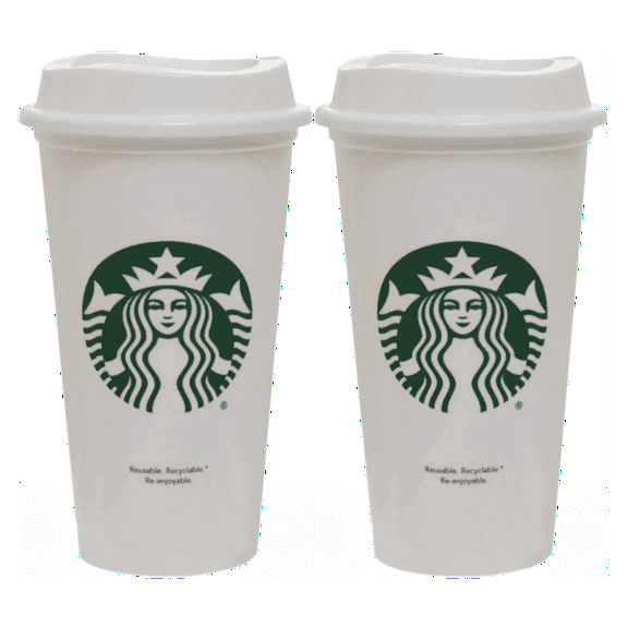 Starbucks Plastic Reusable Cup, 16 Ounce, White, 2-pack