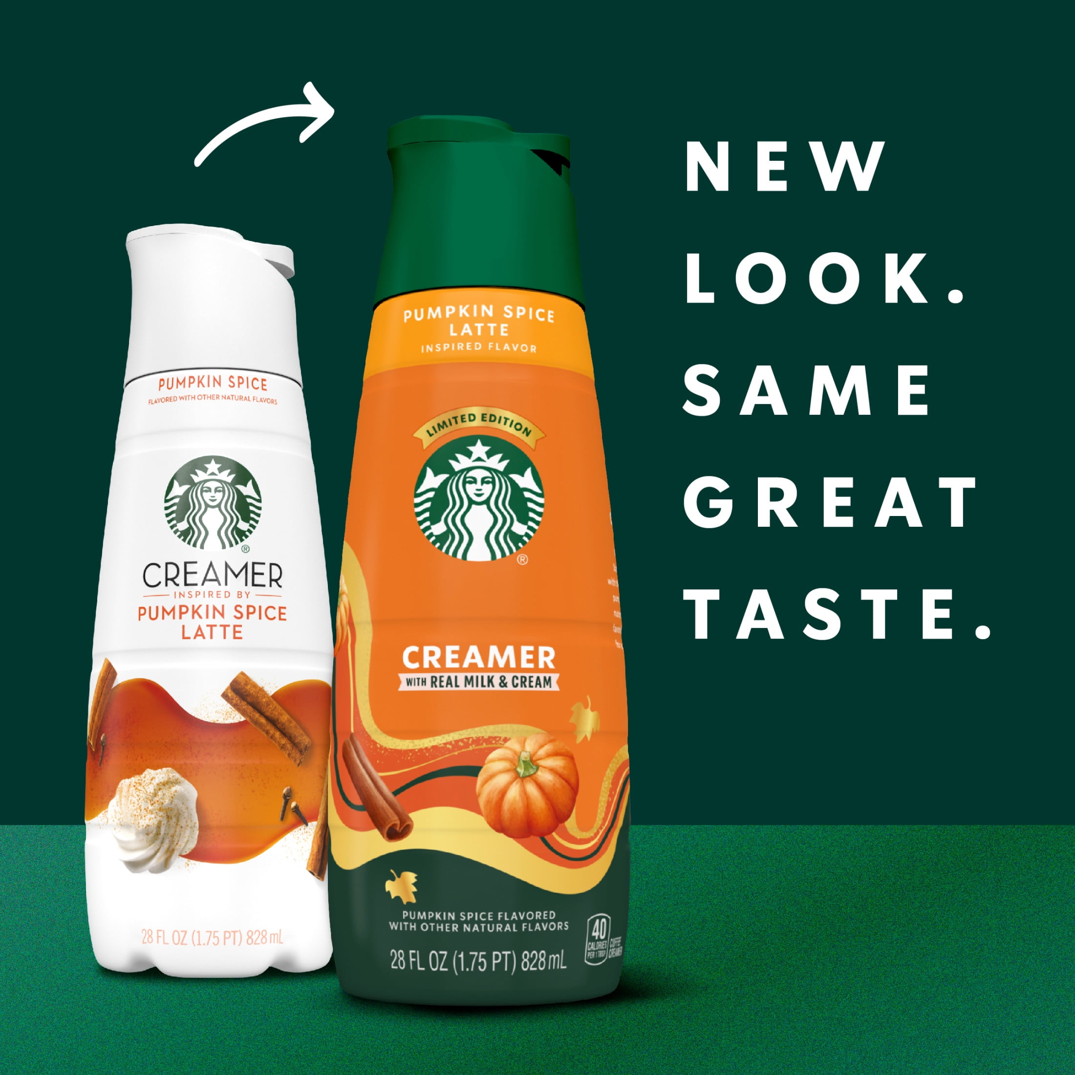 Starbucks Pumpkin Spice Latte Inspired Liquid Coffee Creamer, 28 fl oz Bottle