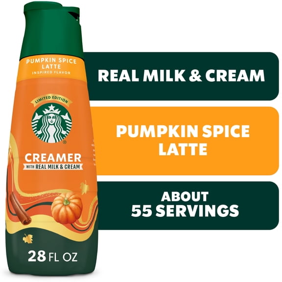 Starbucks Pumpkin Spice Latte Inspired Liquid Coffee Creamer, 28 fl oz Bottle