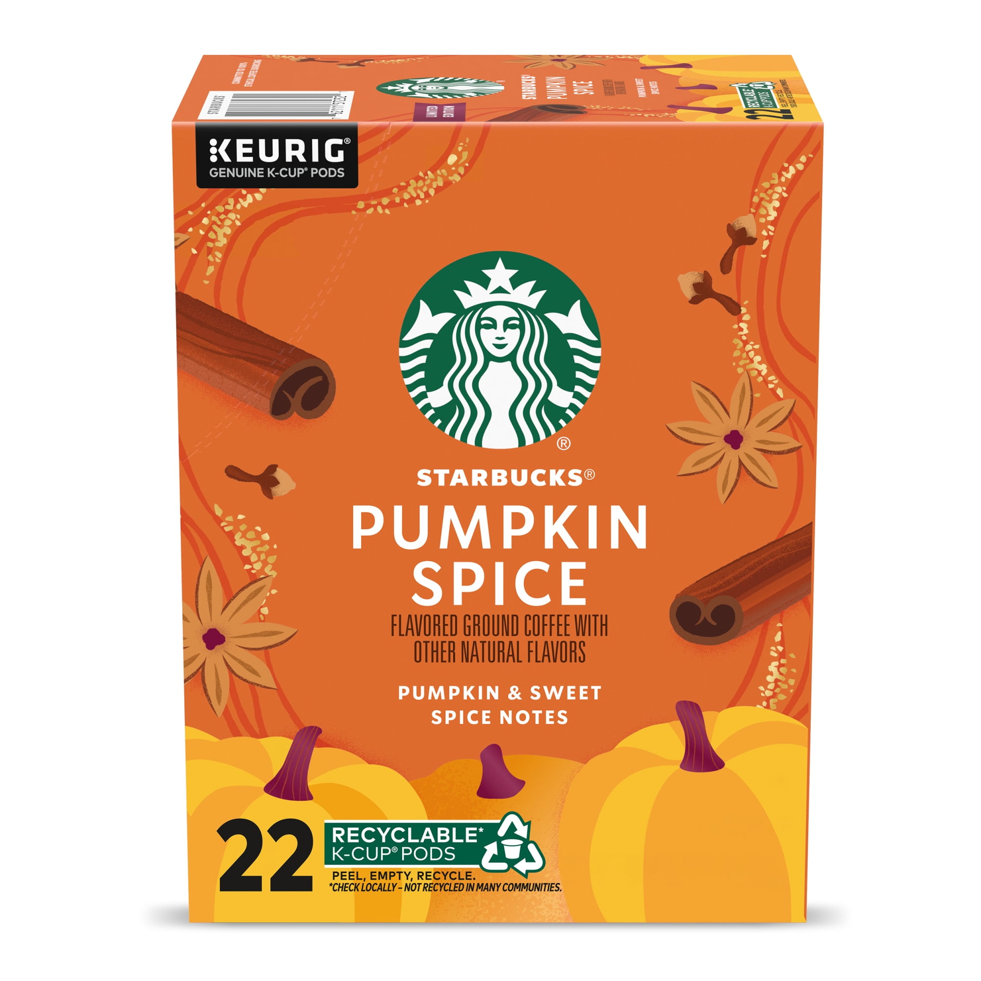 Starbucks Pumpkin Spice Flavored Coffee, Keurig K-Cup Coffee Pods, 100% Arabica, 22 Count