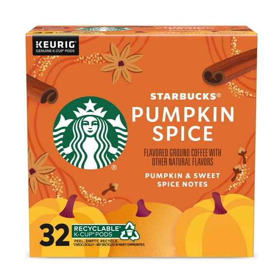 Starbucks Pumpkin Spice Naturally Flavored Coffee, Keurig K-Cup Coffee Pods, 32 Count