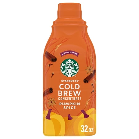 Starbucks Pumpkin Spice Cold Brew Coffee Concentrate, Cold Brew Concentrate Liquid 32 fl oz