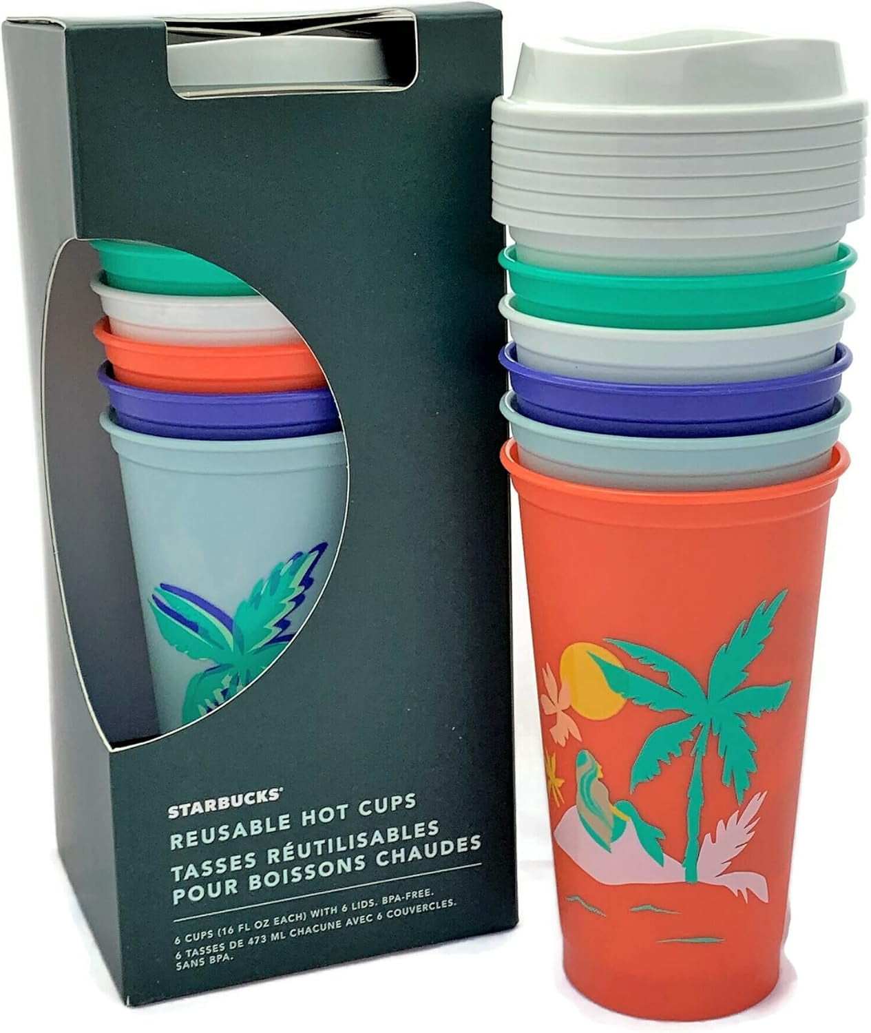 Starbucks Reusable Hot Cup Tropical Collection (Pack Of 6 Cups