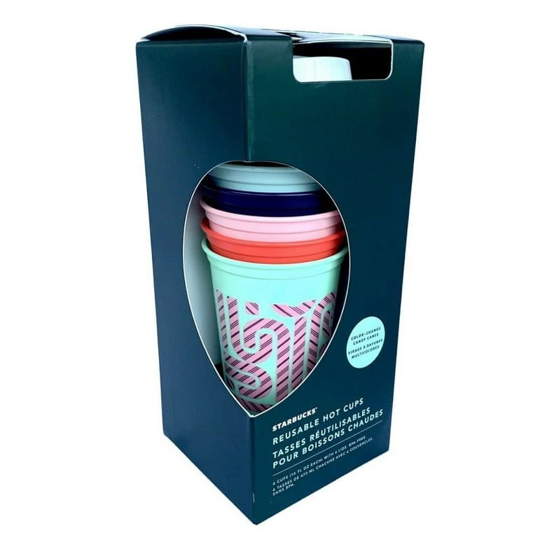 Starbucks Plastic Holiday 2021 Limited Color Changing Reusable Hot Cups  with Lids - Set of 6