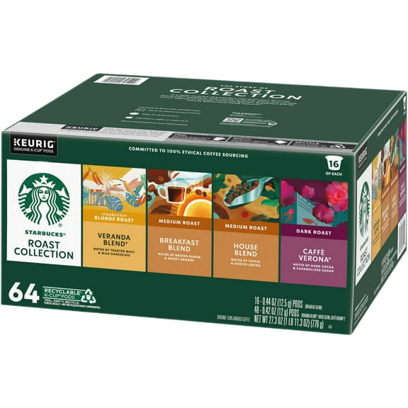 Starbucks Roast Collection K-Cup Pods, Variety Pack, 64 Count