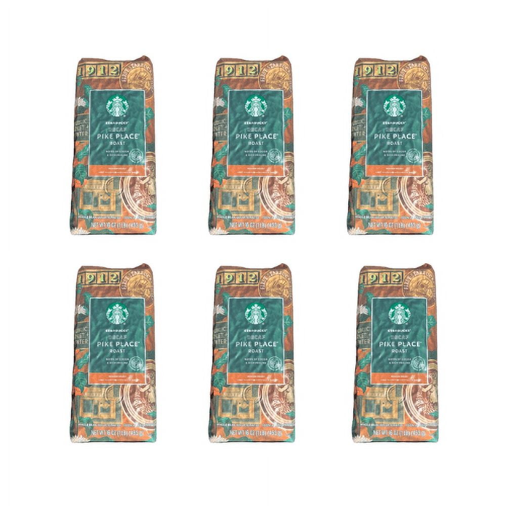 Whole Bean Coffee, Decaffeinated, Pike Place, 1 lb, Bag, 6/Carton Whole Bean Coffee, Decaffeinated, Pike Place, 1 lb, Bag, 6/Carton