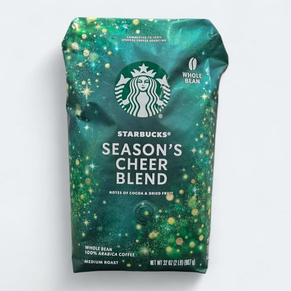 Starbucks Seasons Cheer Blend Whole Bean Coffee, Medium Roast, 32 oz (2 lb) Bag Notes of Cocoa & Dried Fruit