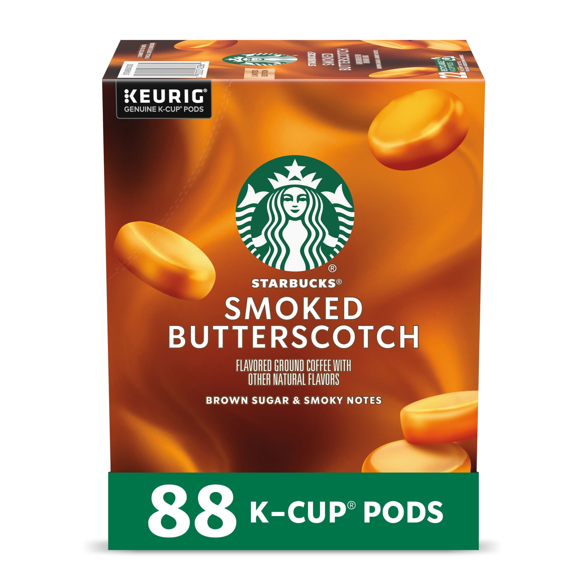 Starbucks Smoked Butterscotch Flavored Coffee, Keurig K-Cup Coffee Pods, 88 Count