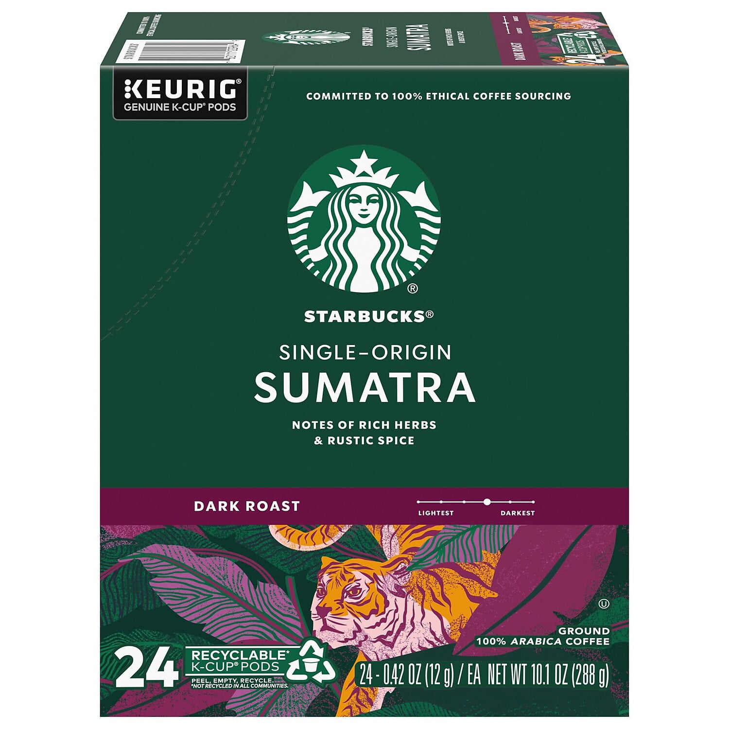 Starbucks Sumatra Coffee KCup Pods Dark Roast 24/Box (736089) 2739895