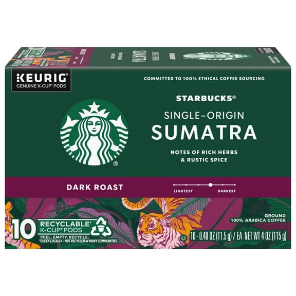 Starbucks Sumatra Dark Roast K-Cup Coffee Pods, 10 ct