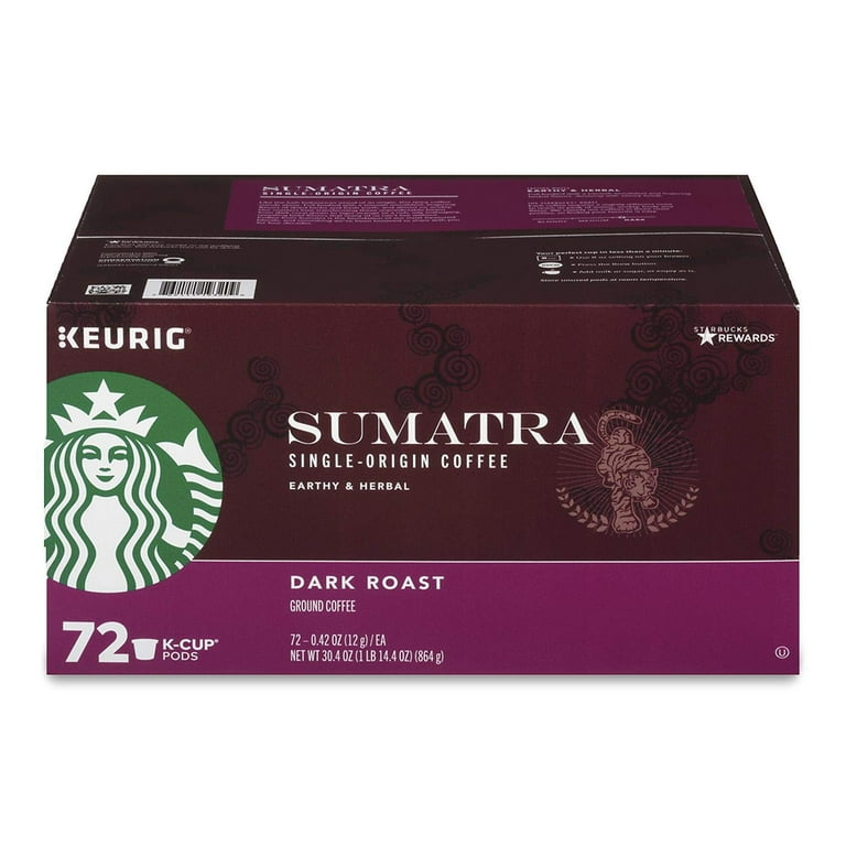 Starbucks Sumatra Coffee, Dark Roast K-Cup Capsules, 72 Units