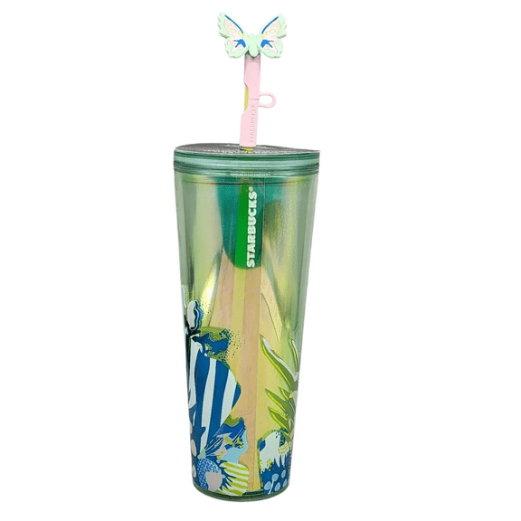 Starbucks Summer Canna Lily Butterfly & Topper/ 2024 Cold Cup ~ 24 Oz. Limited Edition