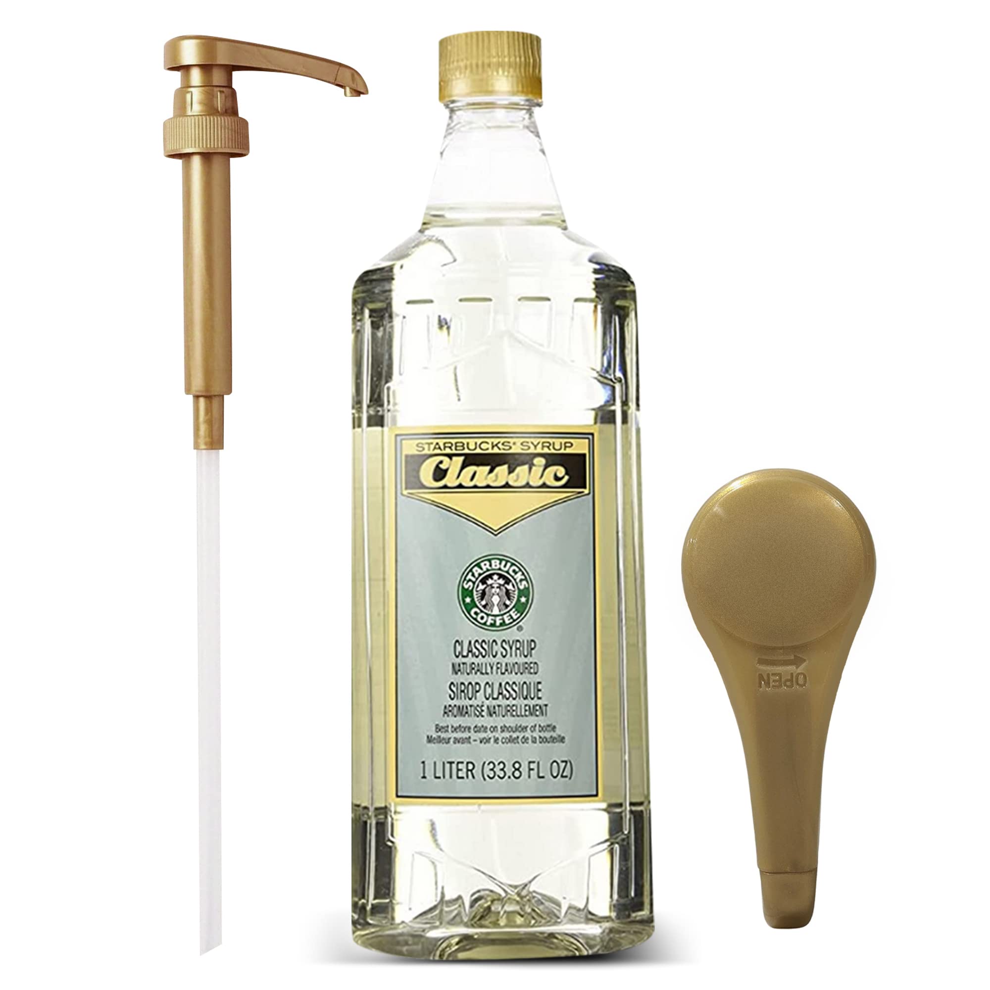 Starbucks Syrup Classic 33 Oz Bottle For Coffee And Tea With Gold