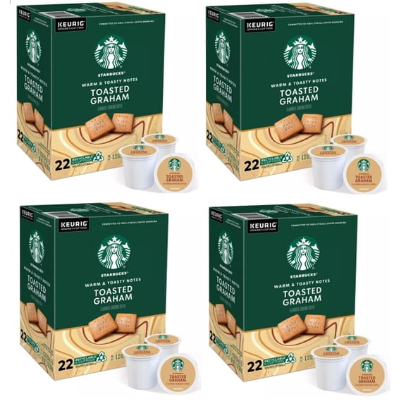 Starbucks Toasted Graham K-Cups 88 Count (4 Boxes of 22 Pods)  Limited Edition Flavor