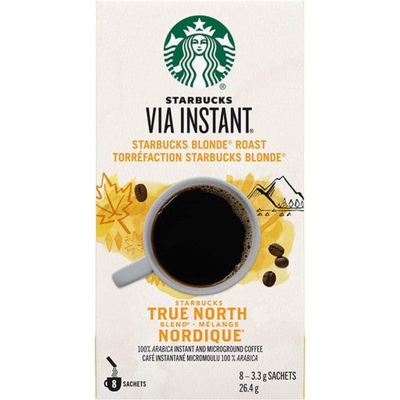 Starbucks Via Instant True North Blend Blonde Roast Instant Coffee, 8ct