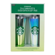 Starbucks Tumbler Set with Iced Coffee K-Cups, 24 Ounce Pack of 2
