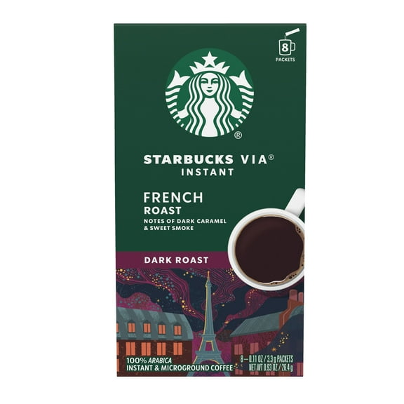 Starbucks VIA Instant French Roast, Instant Coffee, Dark Roast Coffee, 8 Packets