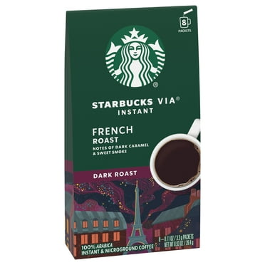 Starbucks VIA French Roast, Dark Roast Instant Coffee Packets, Single-Serve, 8 Count