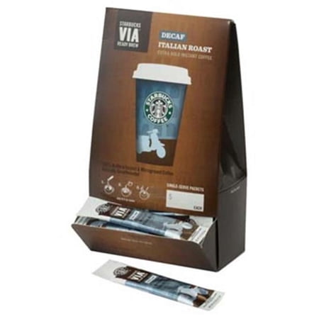 Starbucks VIA Instant Decaf Coffee Packets — Italian Roast — 100% Arabica — 1 box (50 packets)