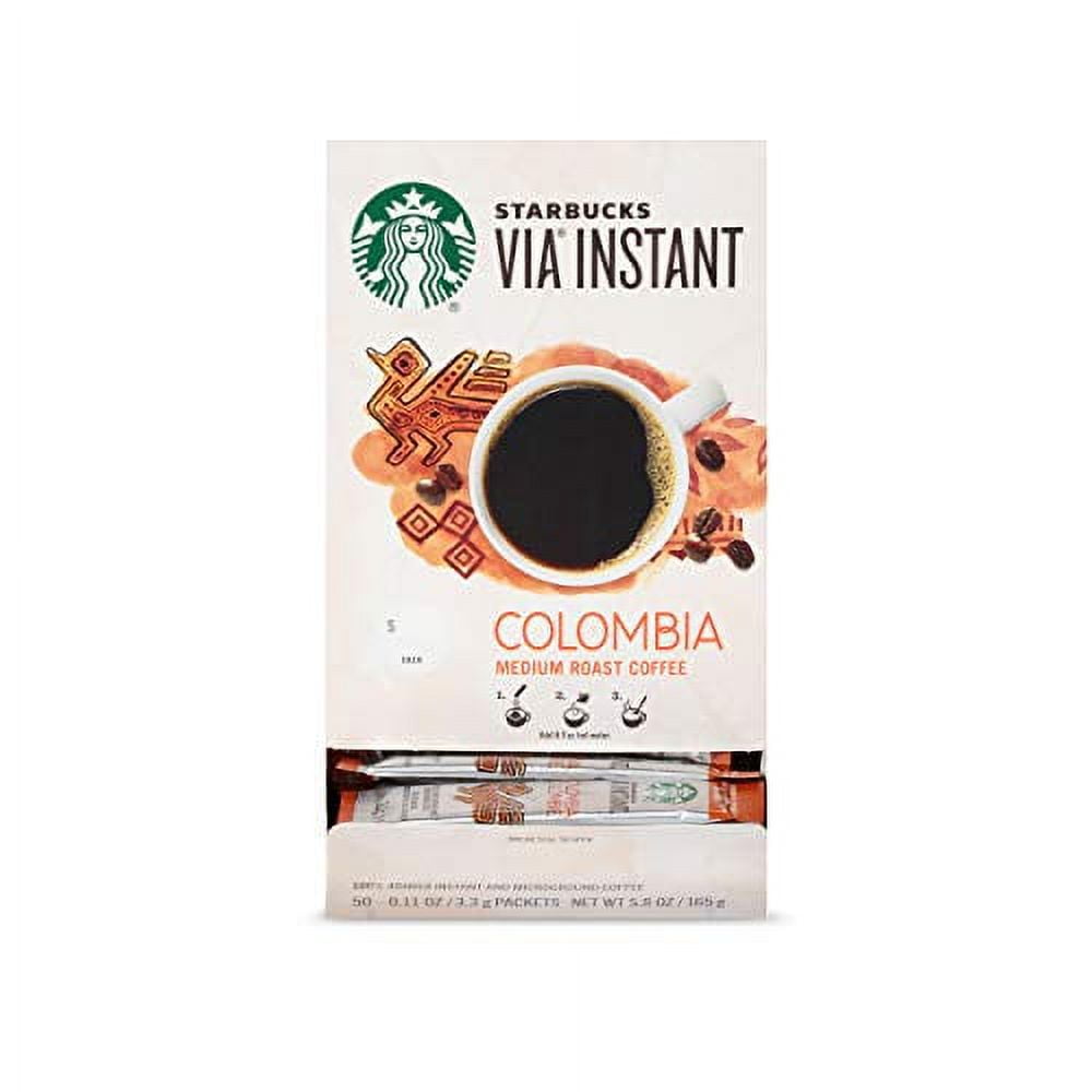 Starbucks VIA Instant Coffee Medium Roast Packets Colombia 1 box (50 packets)