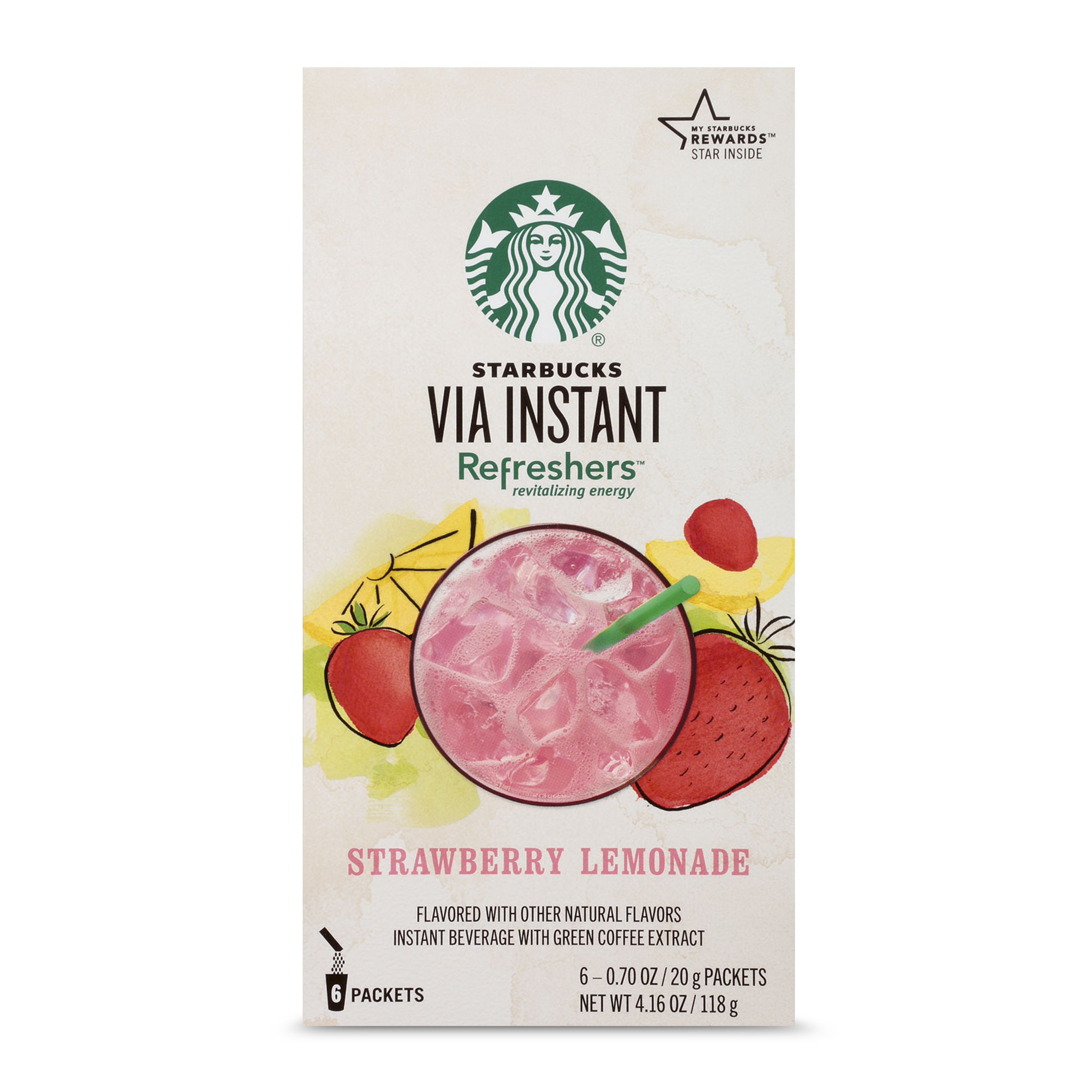 Starbucks VIA Instant Refreshers Flavored Packets — Strawberry Lemonade — 1 box (6 packets) - image 1 of 7