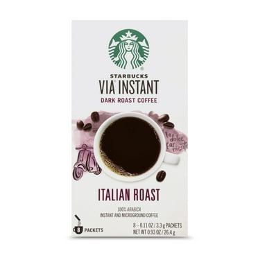 Starbucks VIA Italian Dark Roast Instant Coffee Single Serve Packets, 8 Count