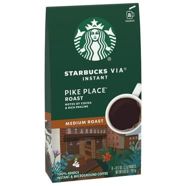 Starbucks VIA Pike Place Roast, Medium Roast Instant Coffee Packets, Single-Serve, 8 Count
