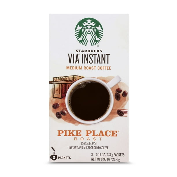Starbucks VIA Pike Place Medium Roast Instant Coffee Single Serve Packets, 8 Count