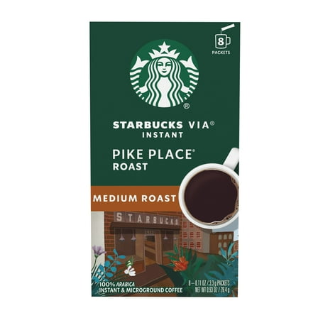 Starbucks VIA Instant Pike Place Roast, Instant Coffee, Medium Roast Coffee, 8 Packets