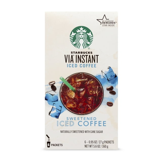 Starbucks VIA Sweetened Iced Coffee Medium Roast Instant Coffee Packets, 6 Ct
