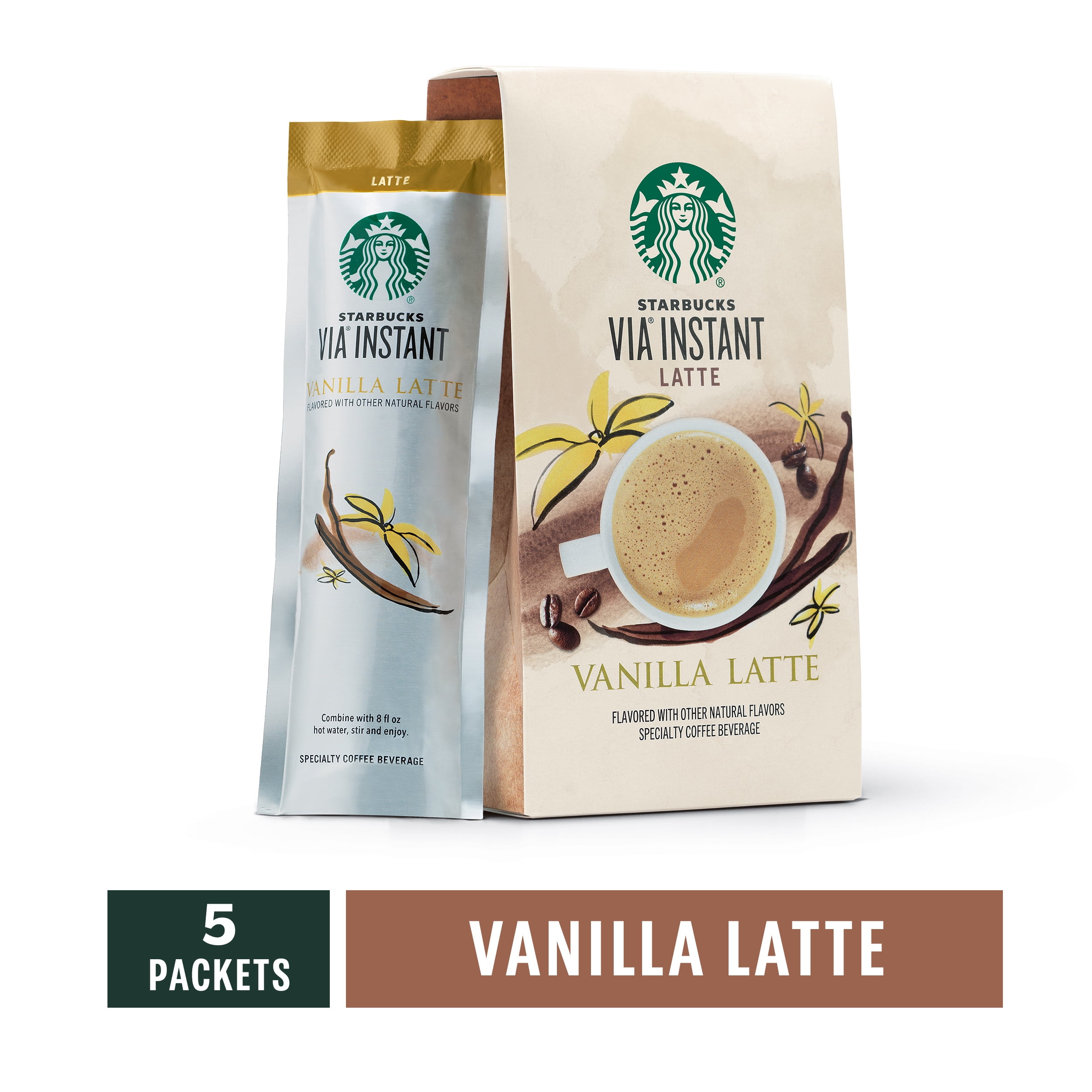 Starbucks VIA Vanilla Latte Instant Coffee Packets, Flavored Coffee
