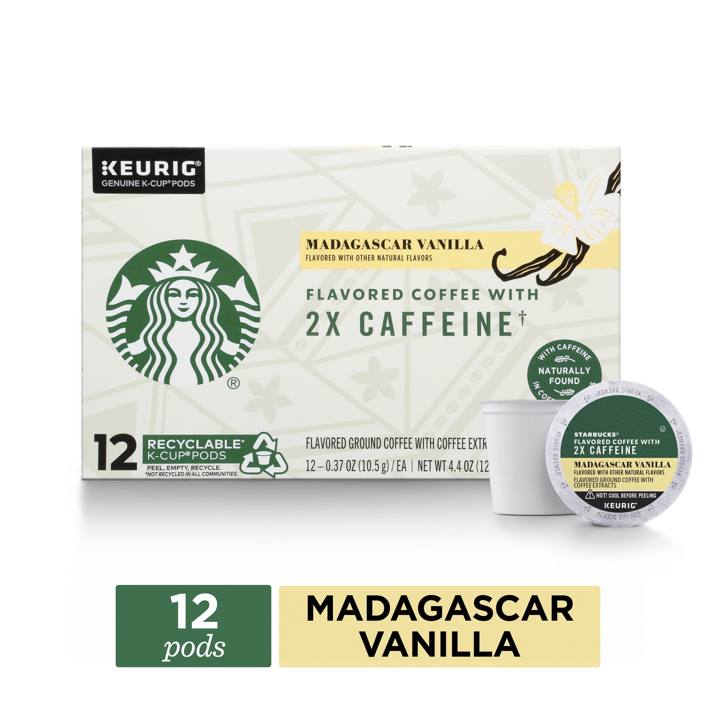 Starbucks Vanilla Flavored Coffee with 2X Caffeine, K-Cup Coffee