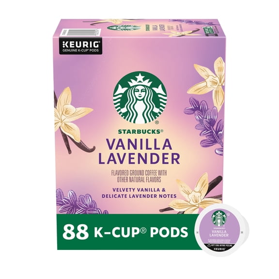 Starbucks Vanilla Lavender, Hot or Iced Coffee, Flavored K-Cup Coffee Pods, 88 Count​