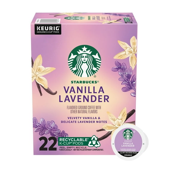 Starbucks Vanilla Lavender, Hot or Iced Coffee, Flavored K-Cup Coffee Pods, 22 Count​