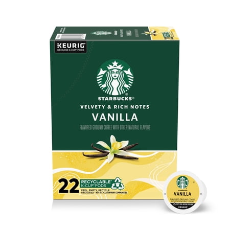 Starbucks Vanilla, Hot or Iced Coffee, Flavored K-Cup Coffee Pods, 22 Count