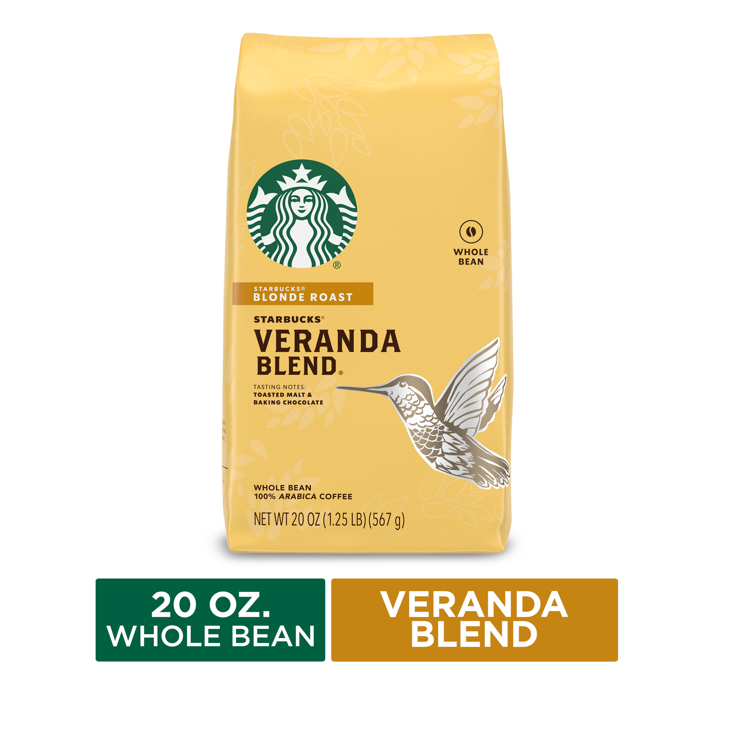 Starbucks Veranda Blend Blonde Medium Roast Whole Bean Coffee, 20 Oz, Bag - image 1 of 6