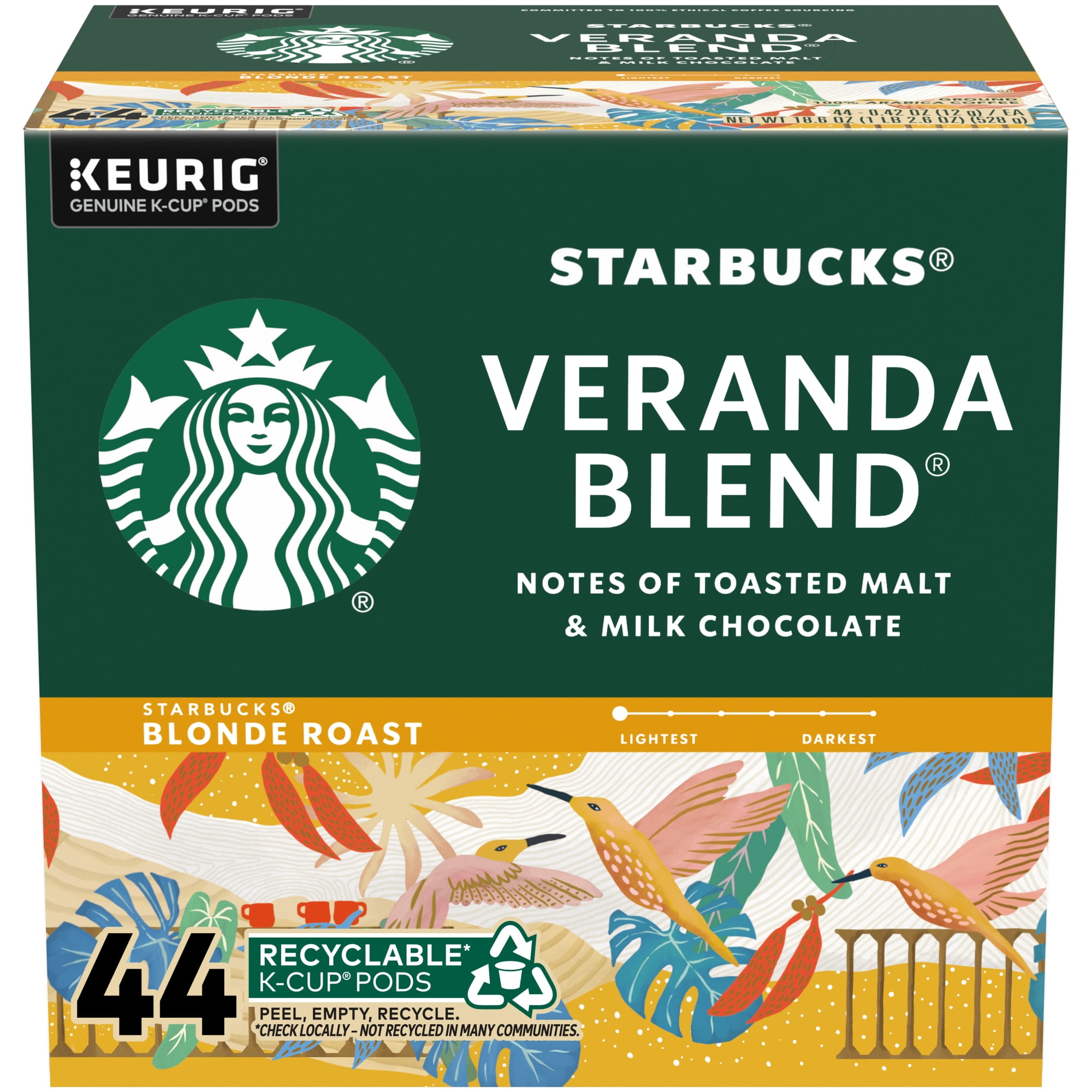 Starbucks, Veranda Blend Blonde Roast K-Cup Coffee Pods, 44 Count K Cups