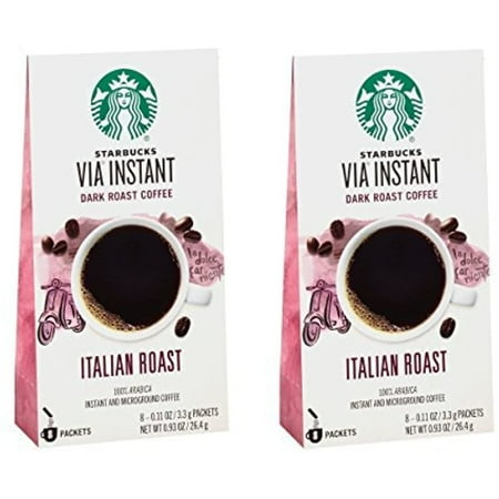 Starbucks Via Instant Coffee Dark Roast Packets — Italian Roast — 100% Arabica, 8 Count (Pack Of 2)